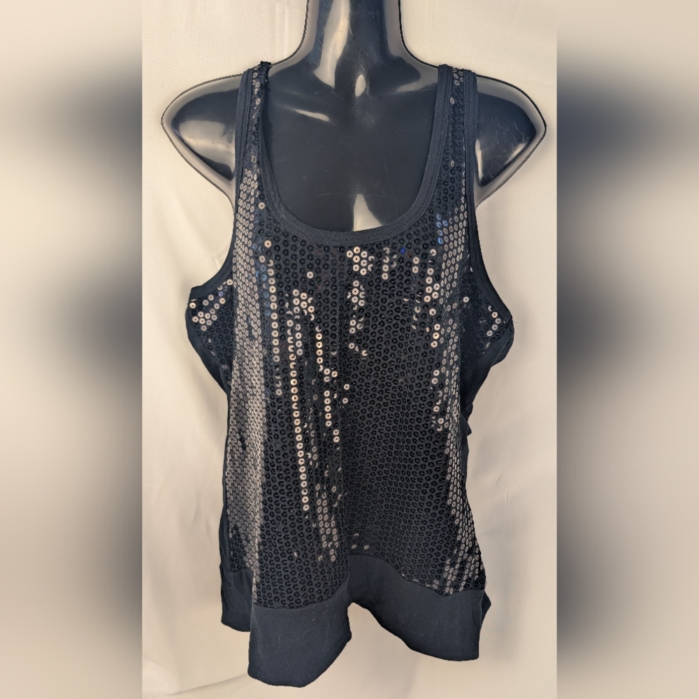 Raw Blue Tank Top Racer Back T Shirt 3XL Sequins Whimsy goth Bikercore Hippie